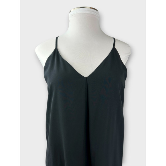 Alice + Olivia Fierra Y-back 100% Silk Racerback Slip Mini Dress Black Large - Picture 4 of 16